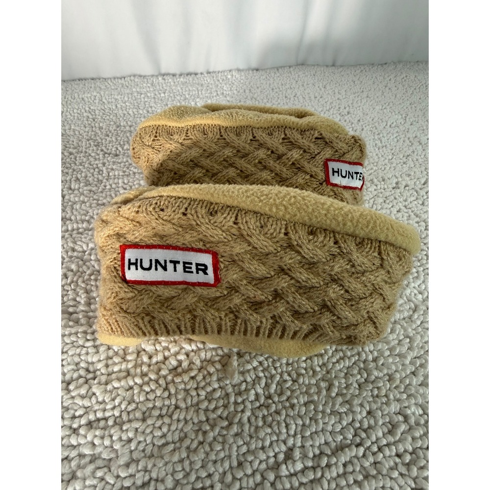 Hunter Tall Cable Knit Cuff Fleece Boot Socks Liners Tan Beige Womens